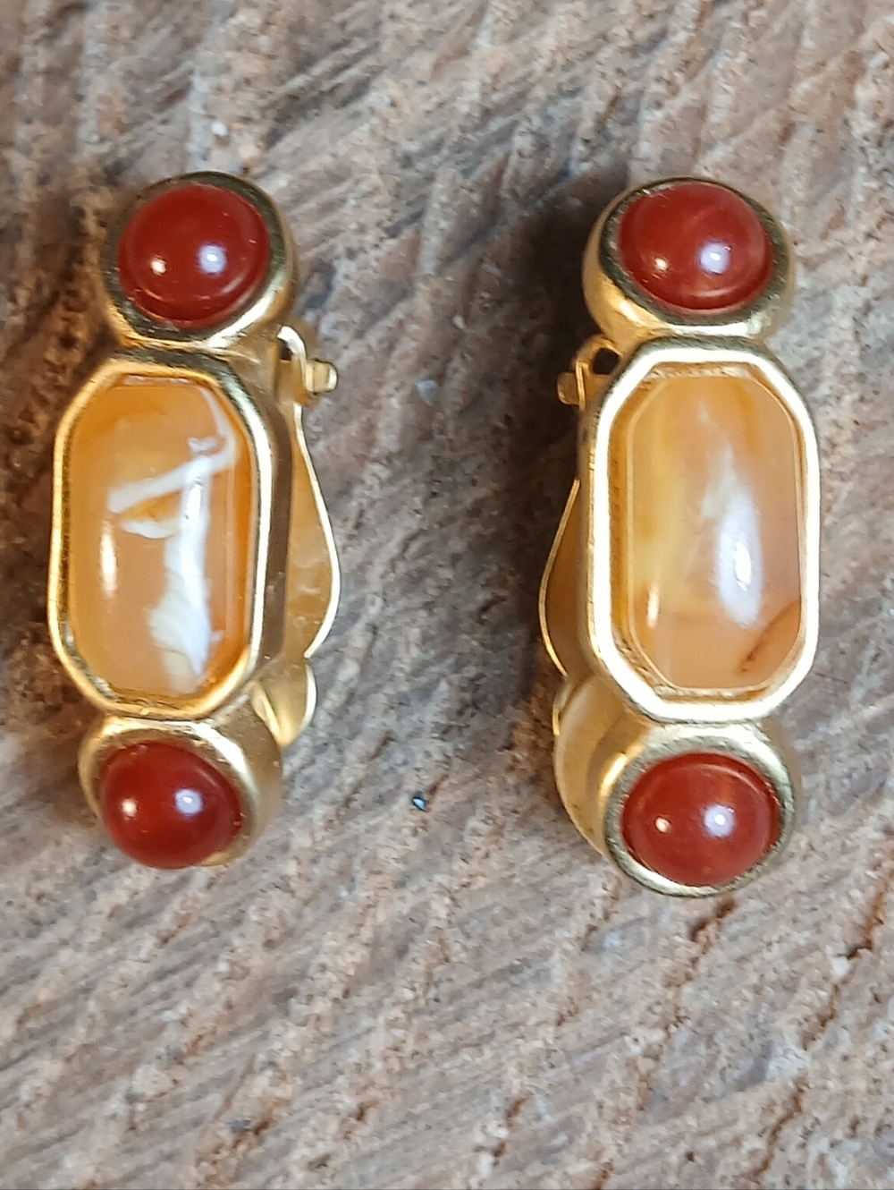 Karl Lagerfeld Gold-Tone Earrings with Orange and Red Stones